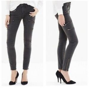 MADEWELL Black Mid Rise Multi Zipper Edgy Grunge Skinny Skinny Jeans
